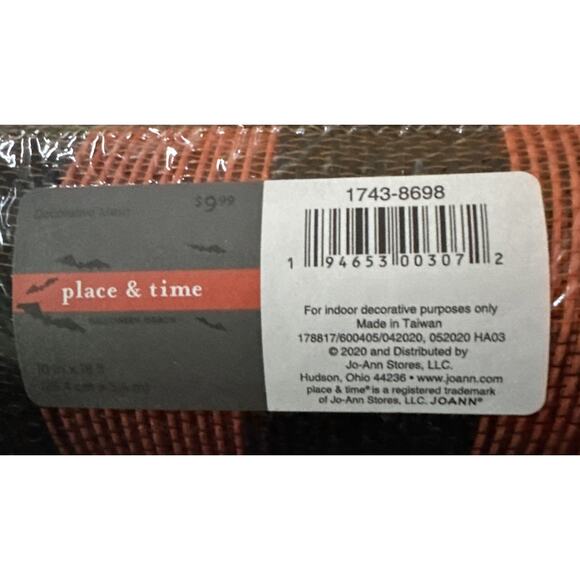 Mesh Ribbon Polyester Black Orange Metallic Decoration Halloween Fall READ - Picture 5 of 5